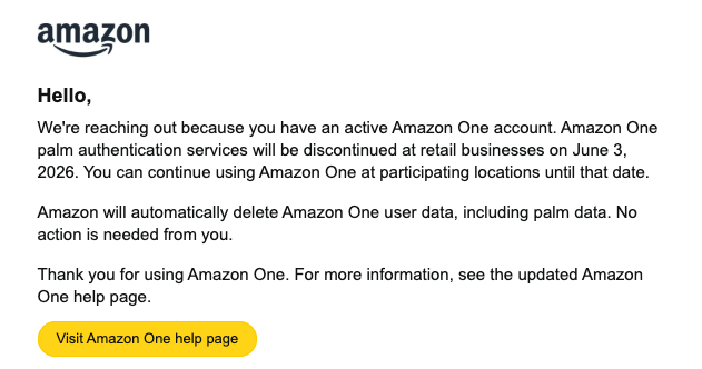 File:Amazon One Palm Authentication Discontinuation Email.png